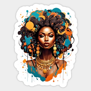 Black Woman Modern Hip Hop Afro fashionable design Sticker